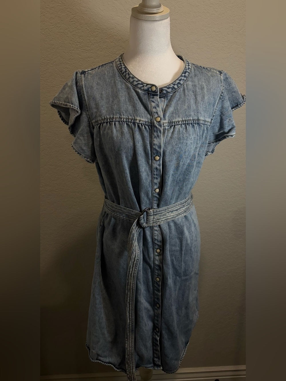 Rails Letta Denim Mini Dress Faded Indigo Flutter Sleeve L